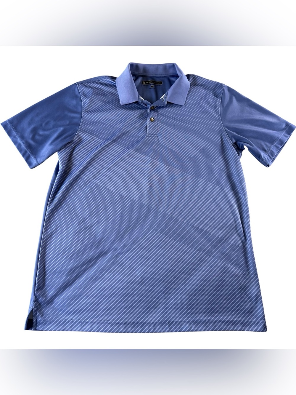 Pebble Beach Blue Diagonal-Stripe Polo Men’s Large